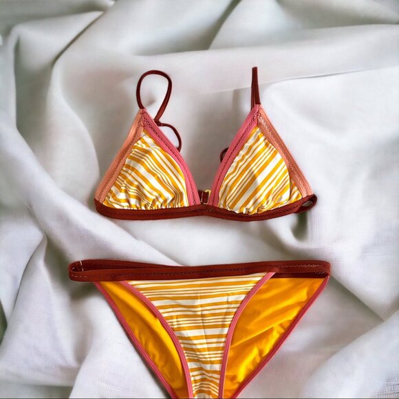 No Boundaries Bikini Orange Stripe Size M - Picture 1 of 9
